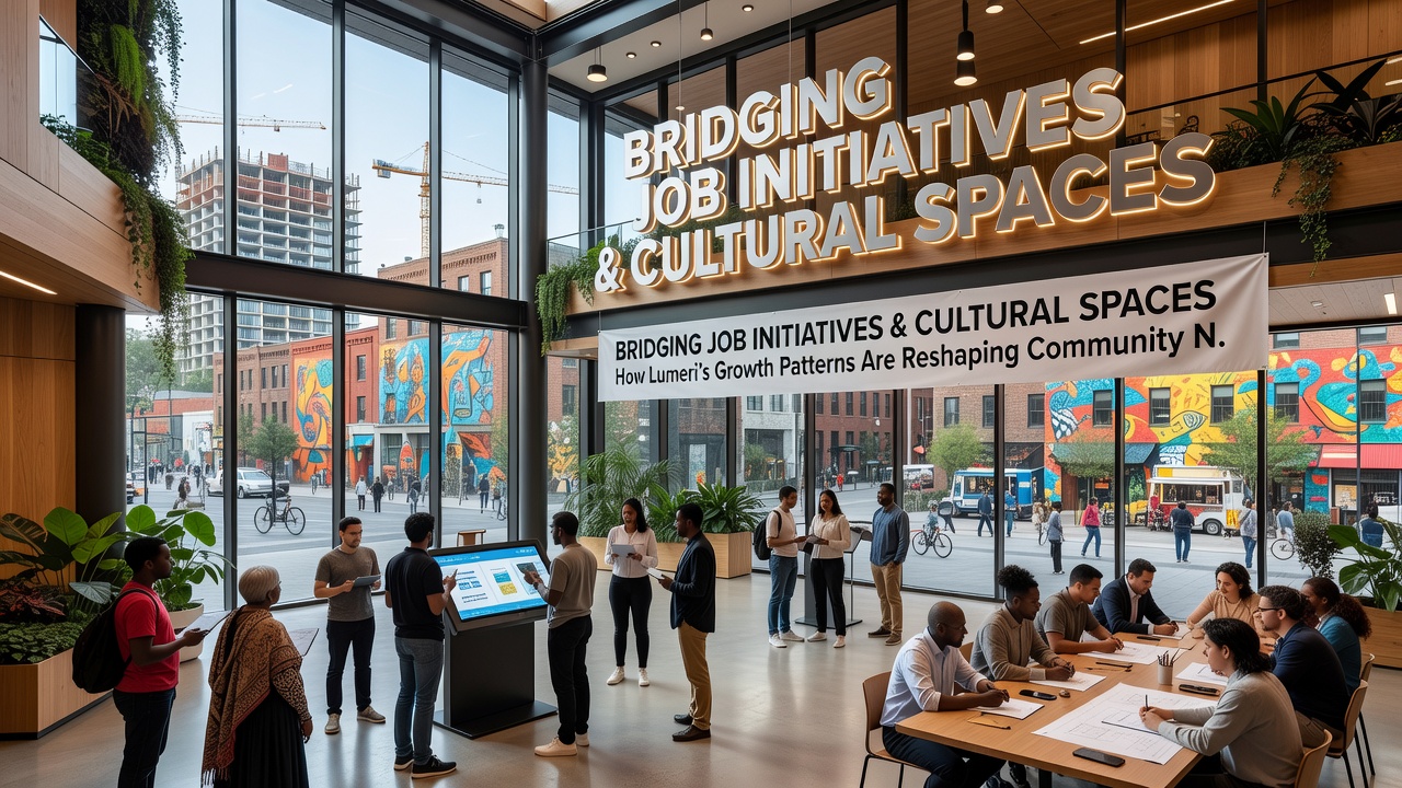 Interior of a Lumeri cultural center hosting both job workshops and public art displays